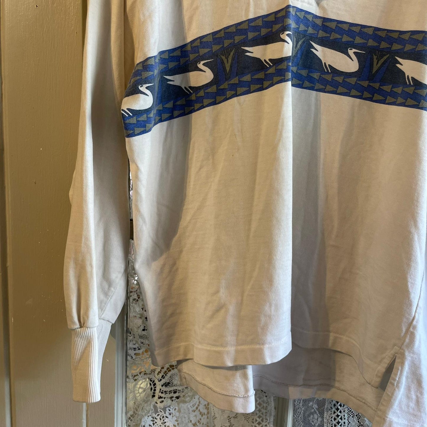 1980s White Blue Duck Rugby Shirt