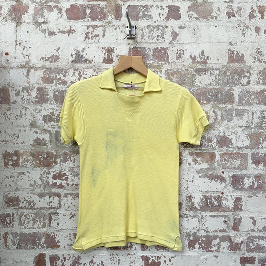 1960s Yellow British Holstar Waffle Polo Shirt