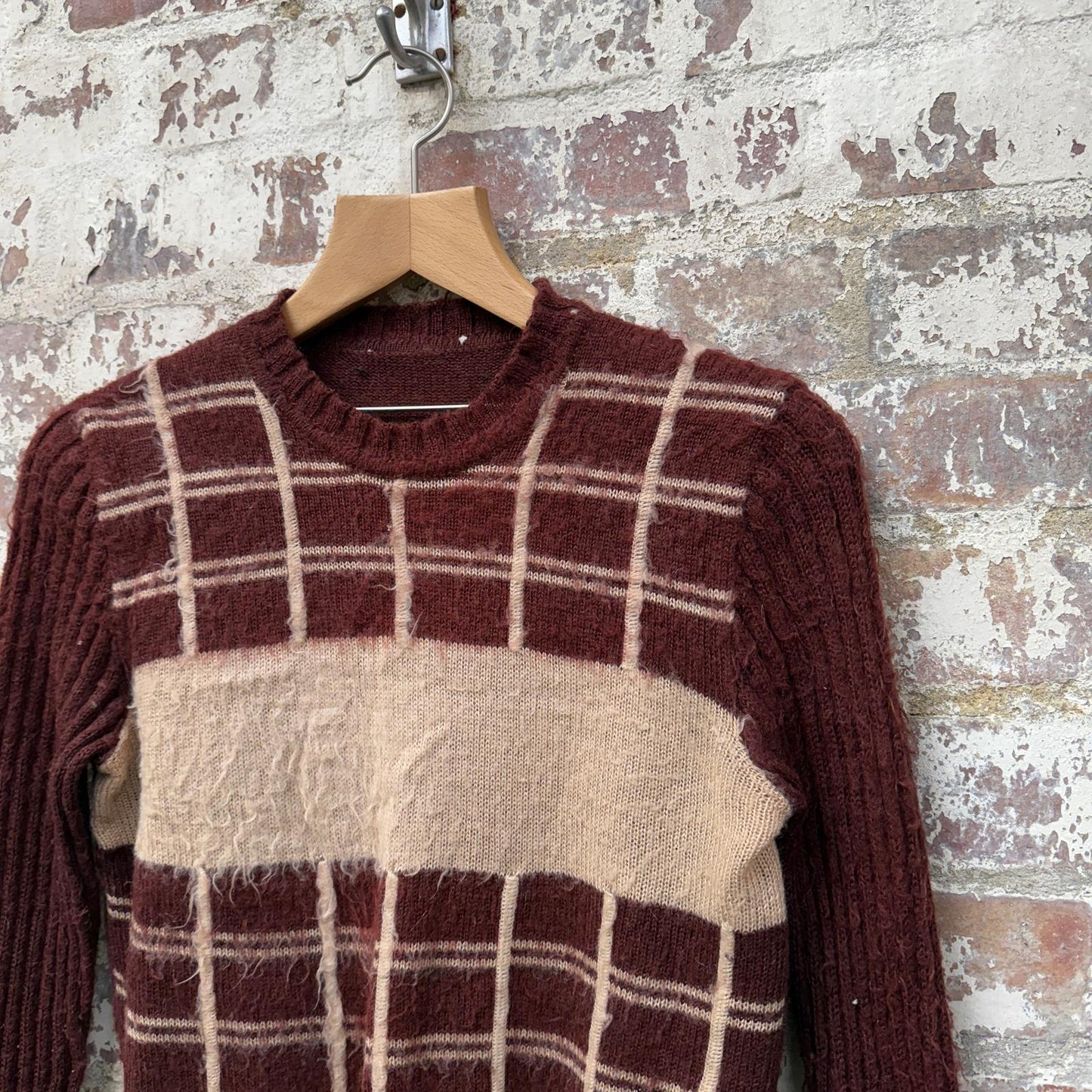 1970s Brown Knitted Patterned Jumper