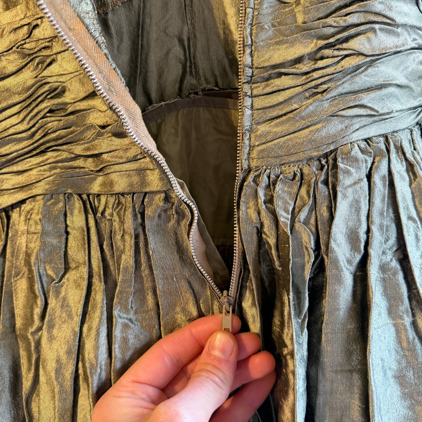 1940s Gold Nora Bradley Evening Dress