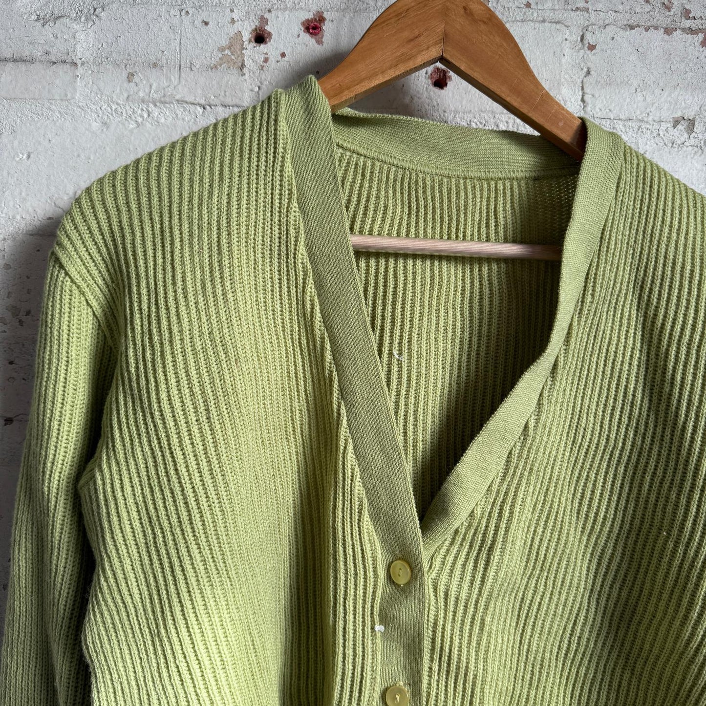 1950s Lime Green Wool Knitted Cardigan Jumper