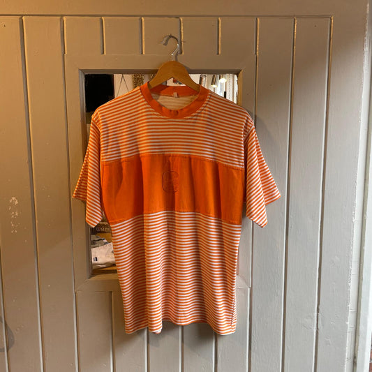 1990s Orange and White Striped T-Shirt