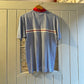 1970s Baby Blue Striped Italian Stripe Polo Shit Top