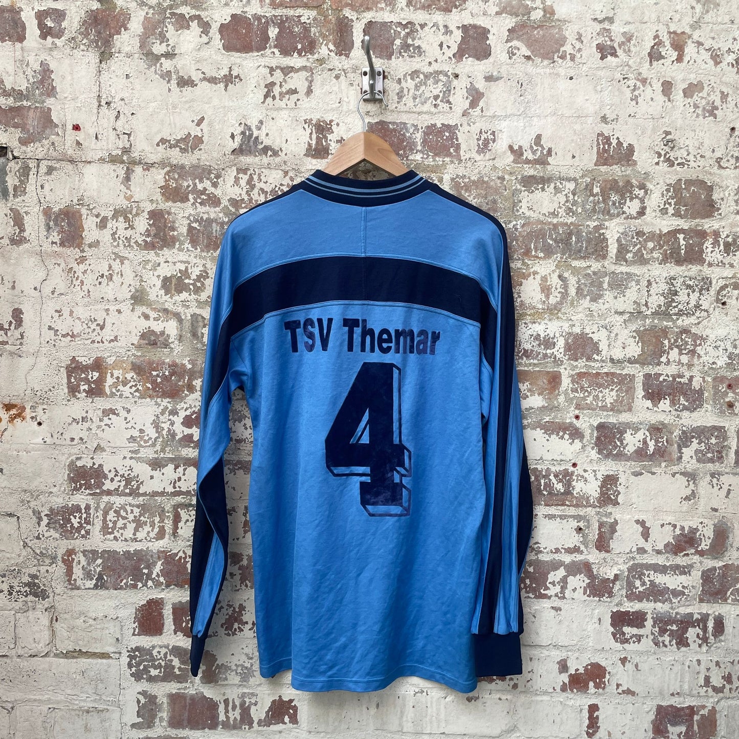 vintage 1970s 1980s Blue long Sleeve Print Template Shirt Top