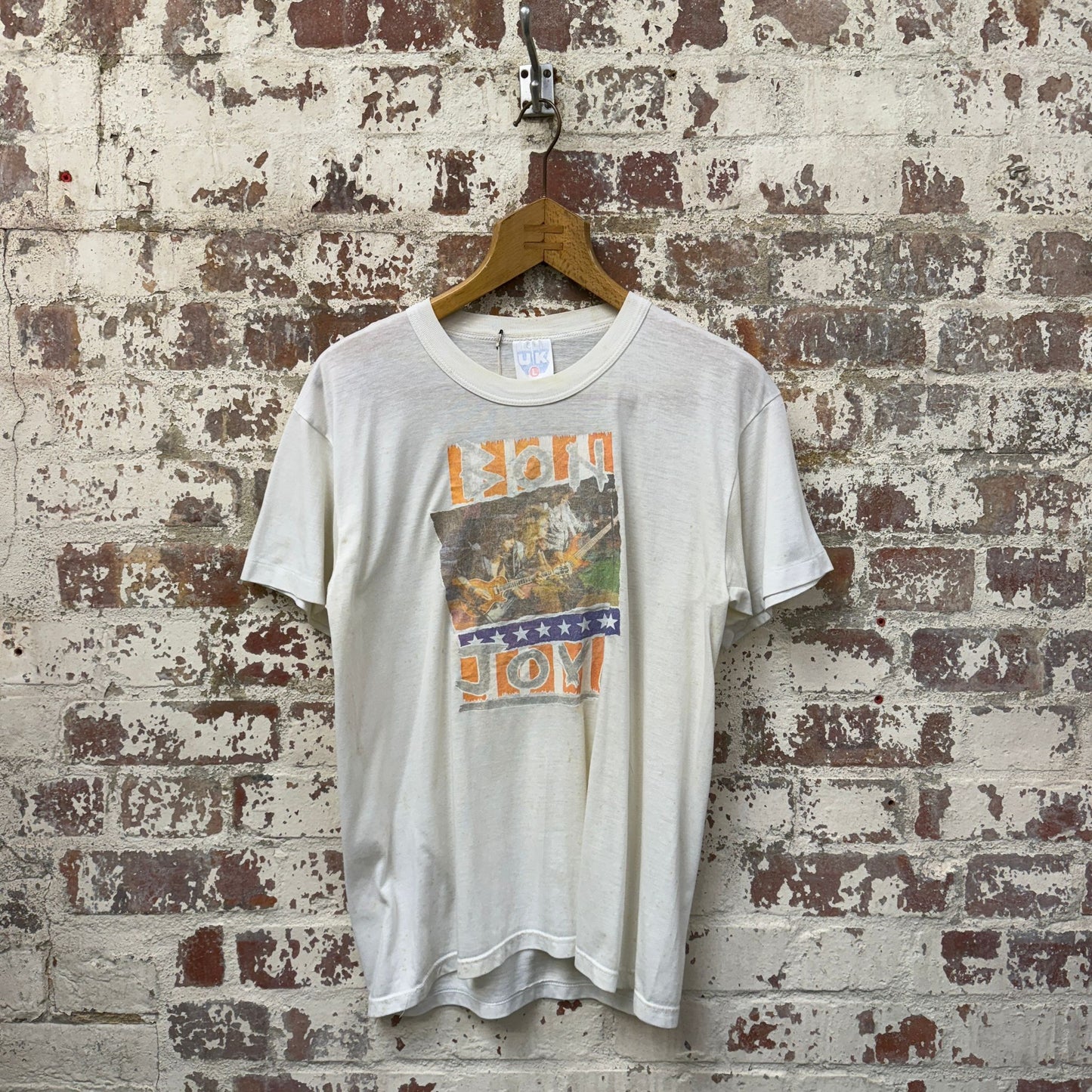 1970s White Graphic Band Tour Bon Jovi T-Shirt