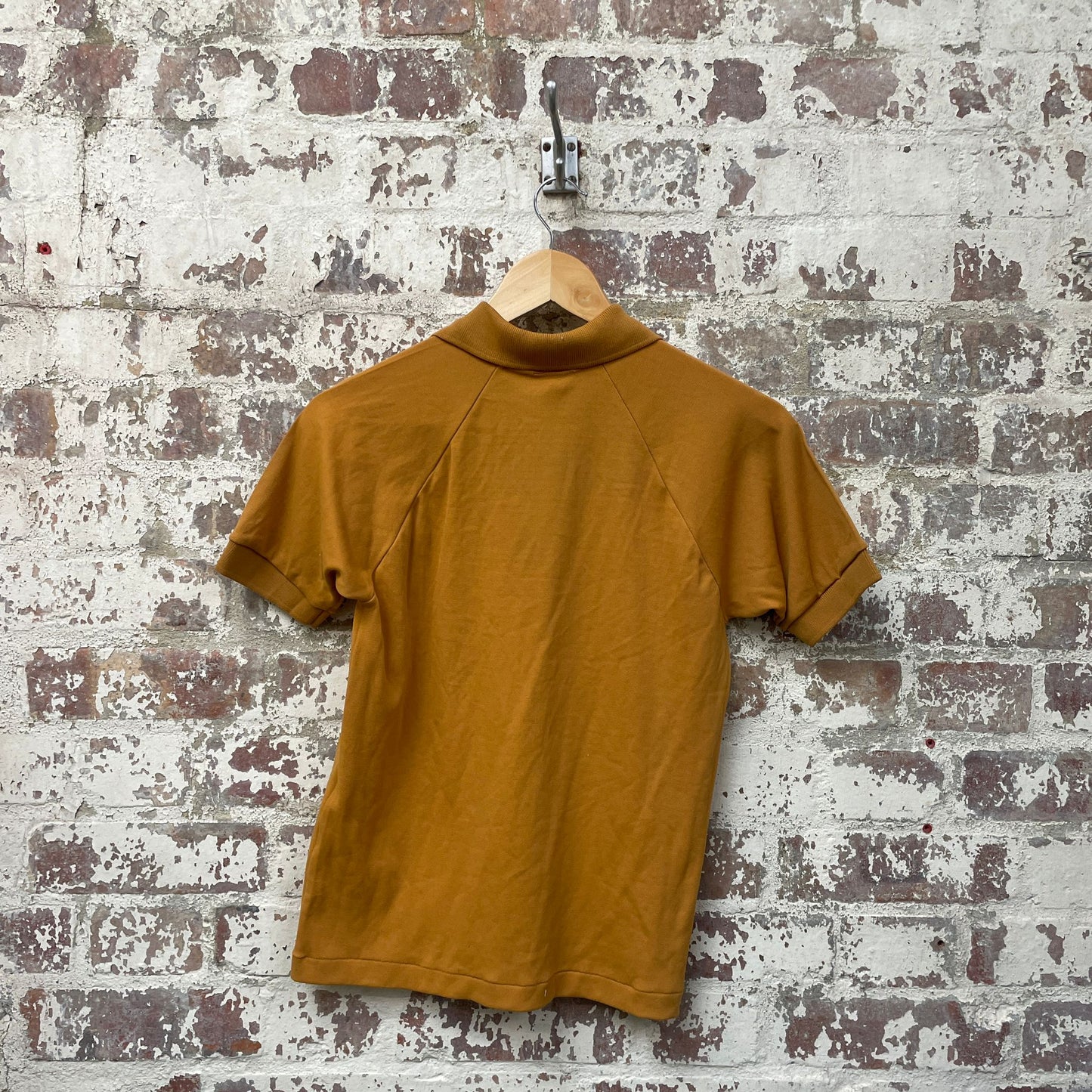 Vintage 1960s 1970s Mustard British Polo Shirt Top