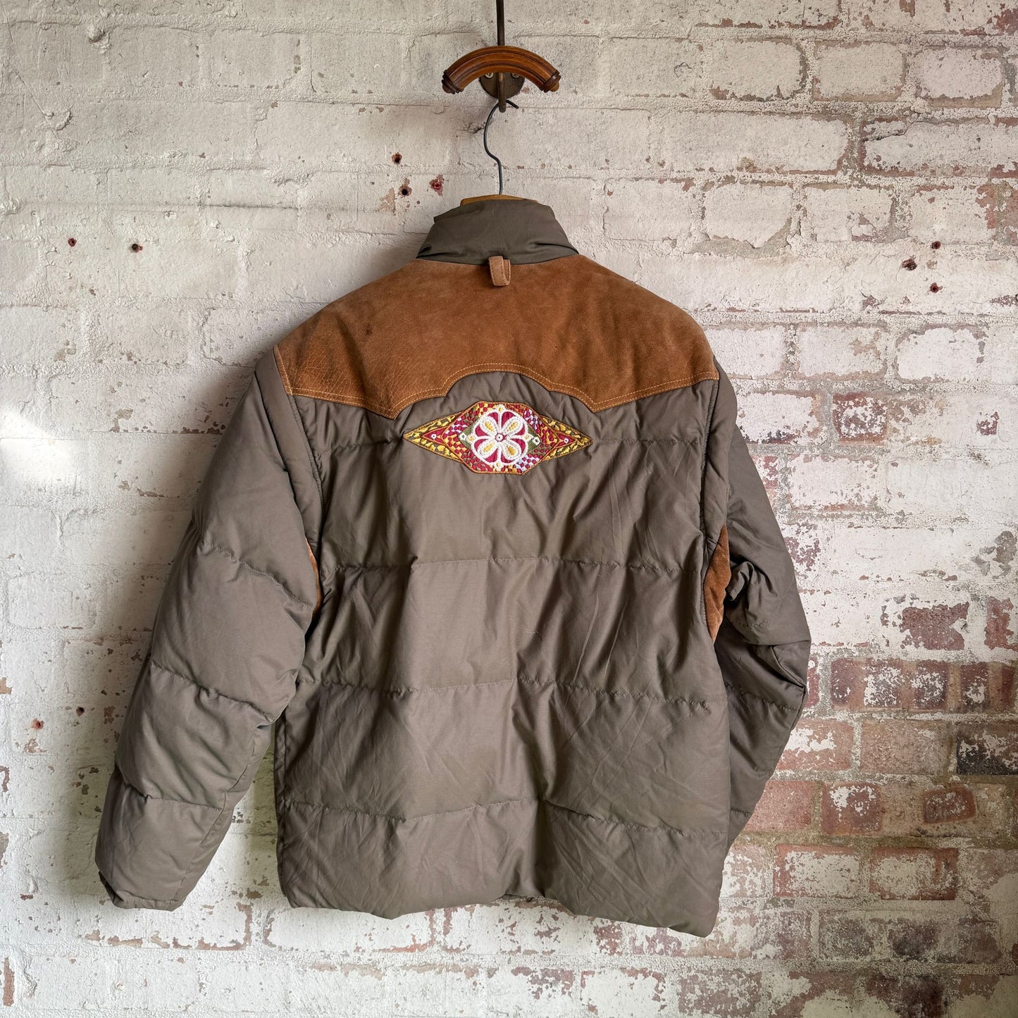 1980s Grey Down Filled Suede FILA Puffer Jacket