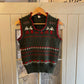 1970s Dark Green Graphic Print Knitted Tank Top