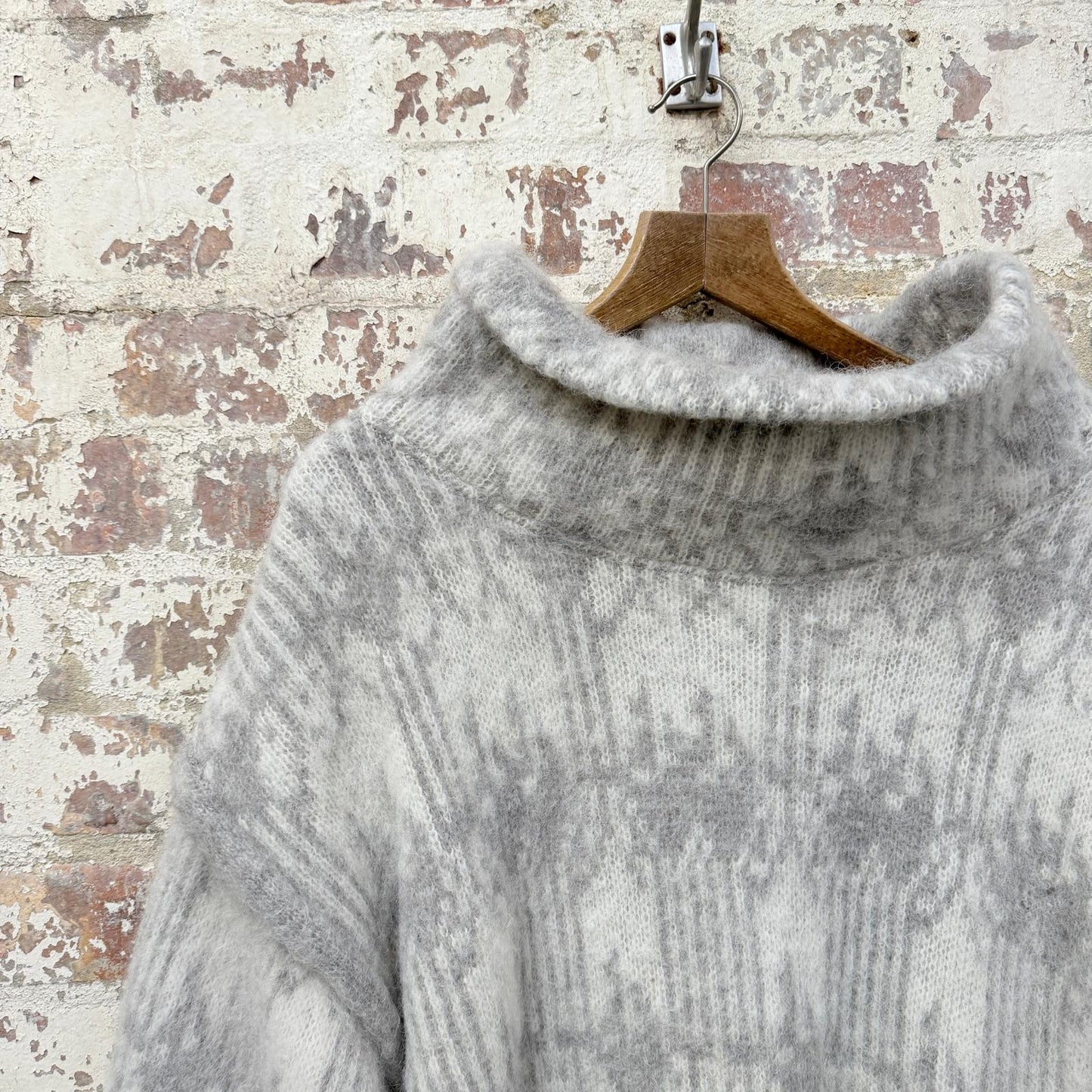 1970s Eider Grey Wool Knitted Roll Neck Jumper