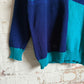 1980s Navy and Turquoise Knitted Button Jumper