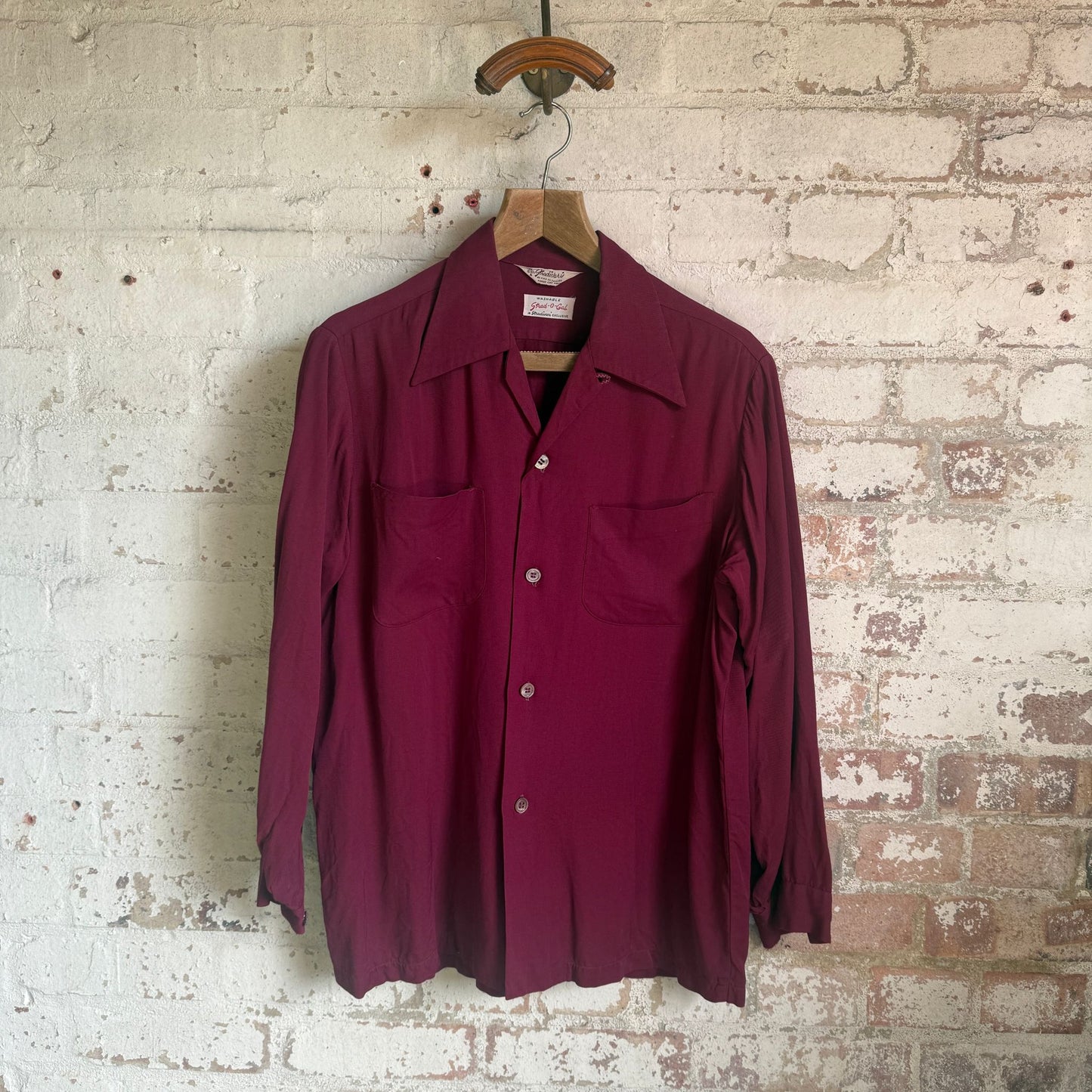 1940s Dark Red Gaberdine Shirt