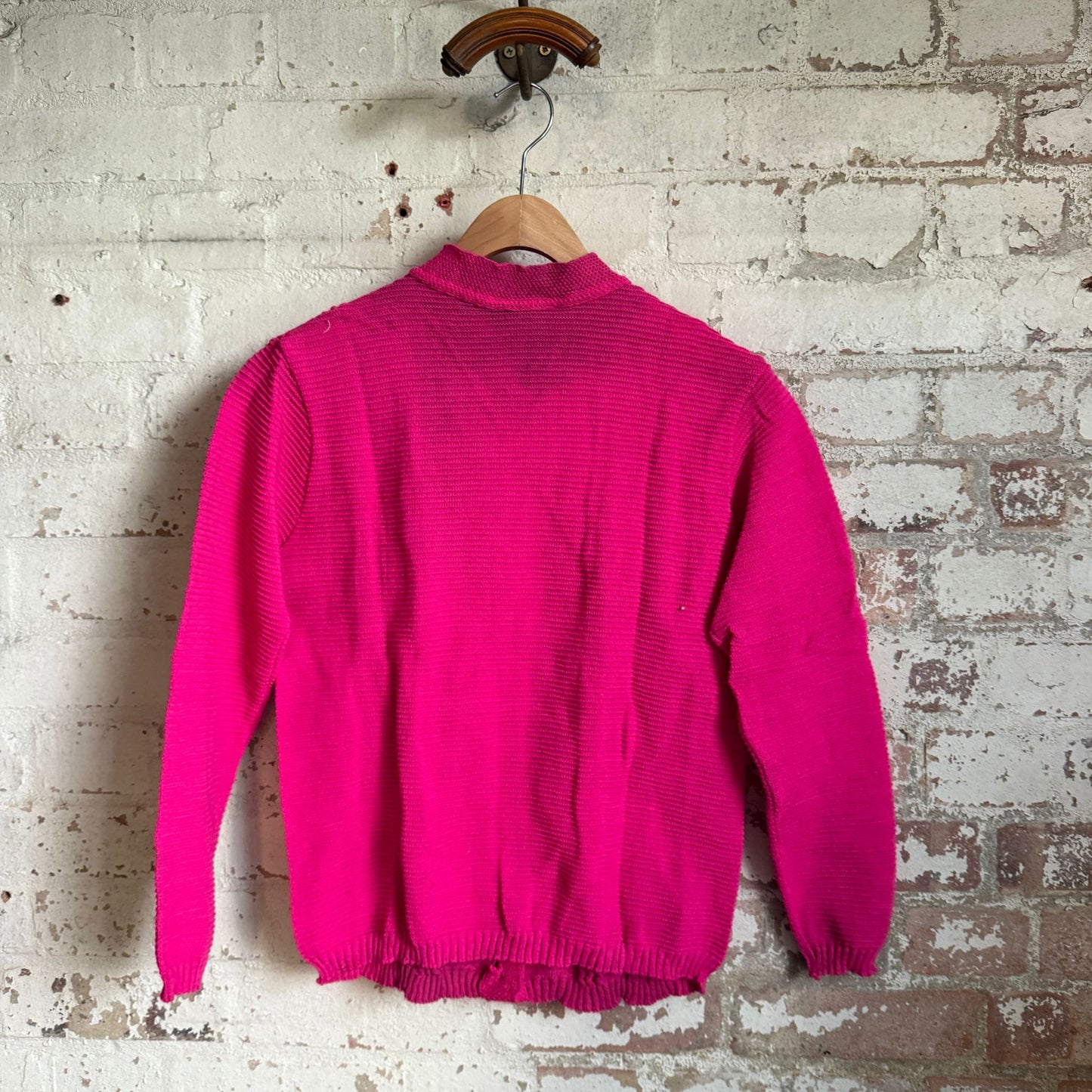 1970s Pink Knitted British Cardigan Jumper