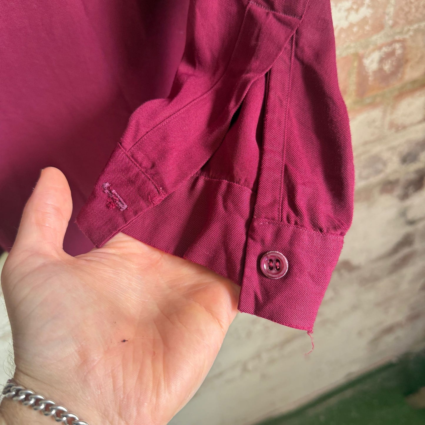 1940s Dark Red Gaberdine Shirt