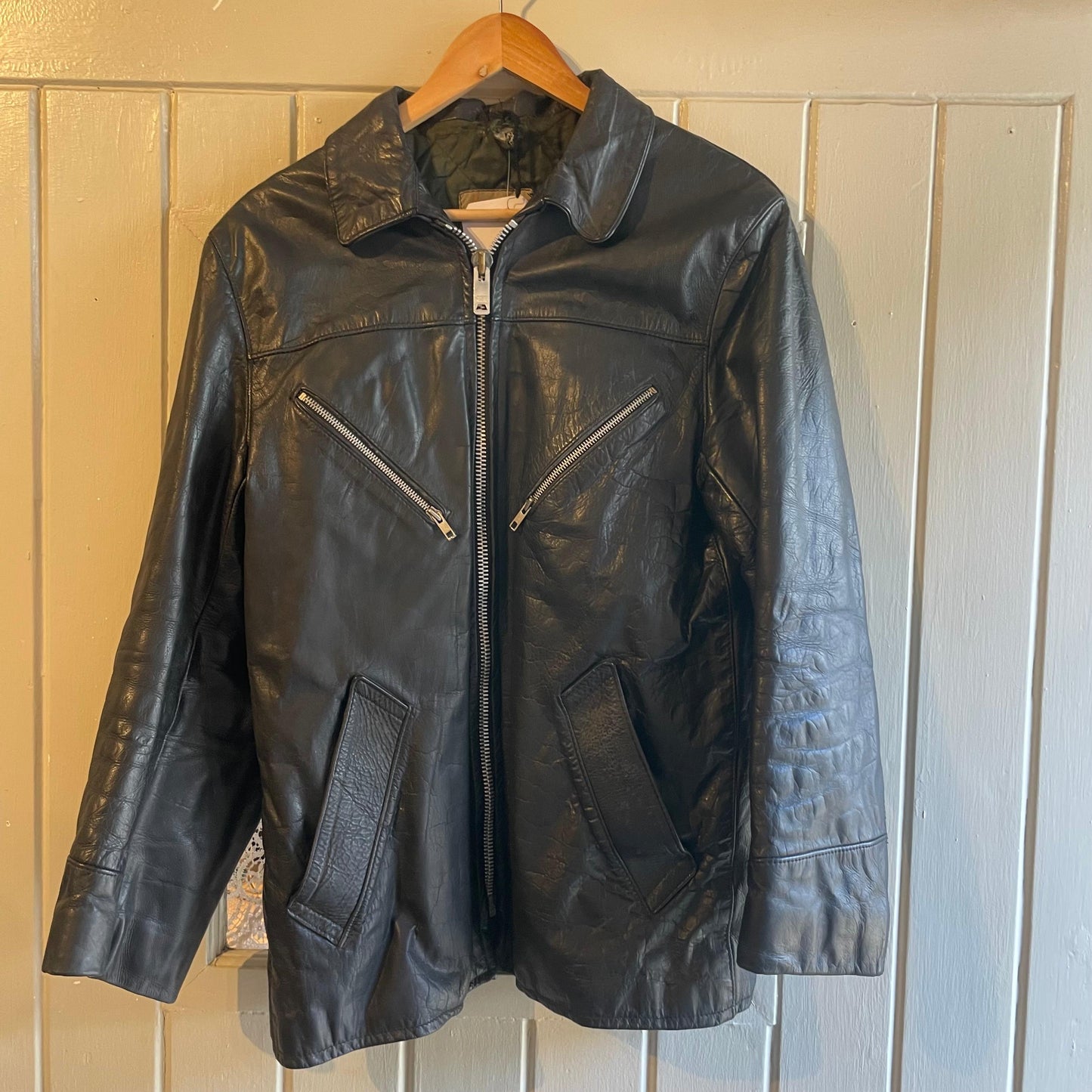 1960s Black Irish Leather Zip Jacket
