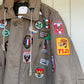 1980s Padded Beige Badged Walking Jacket