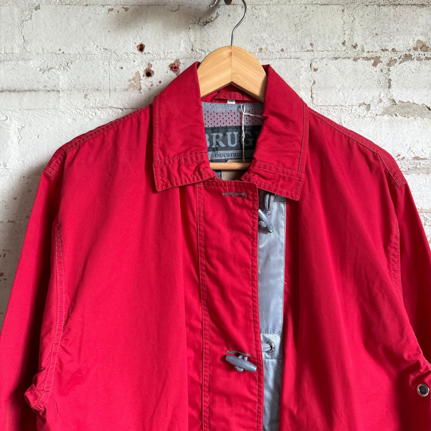 1990s Red Toggle Fireman Style Jacket
