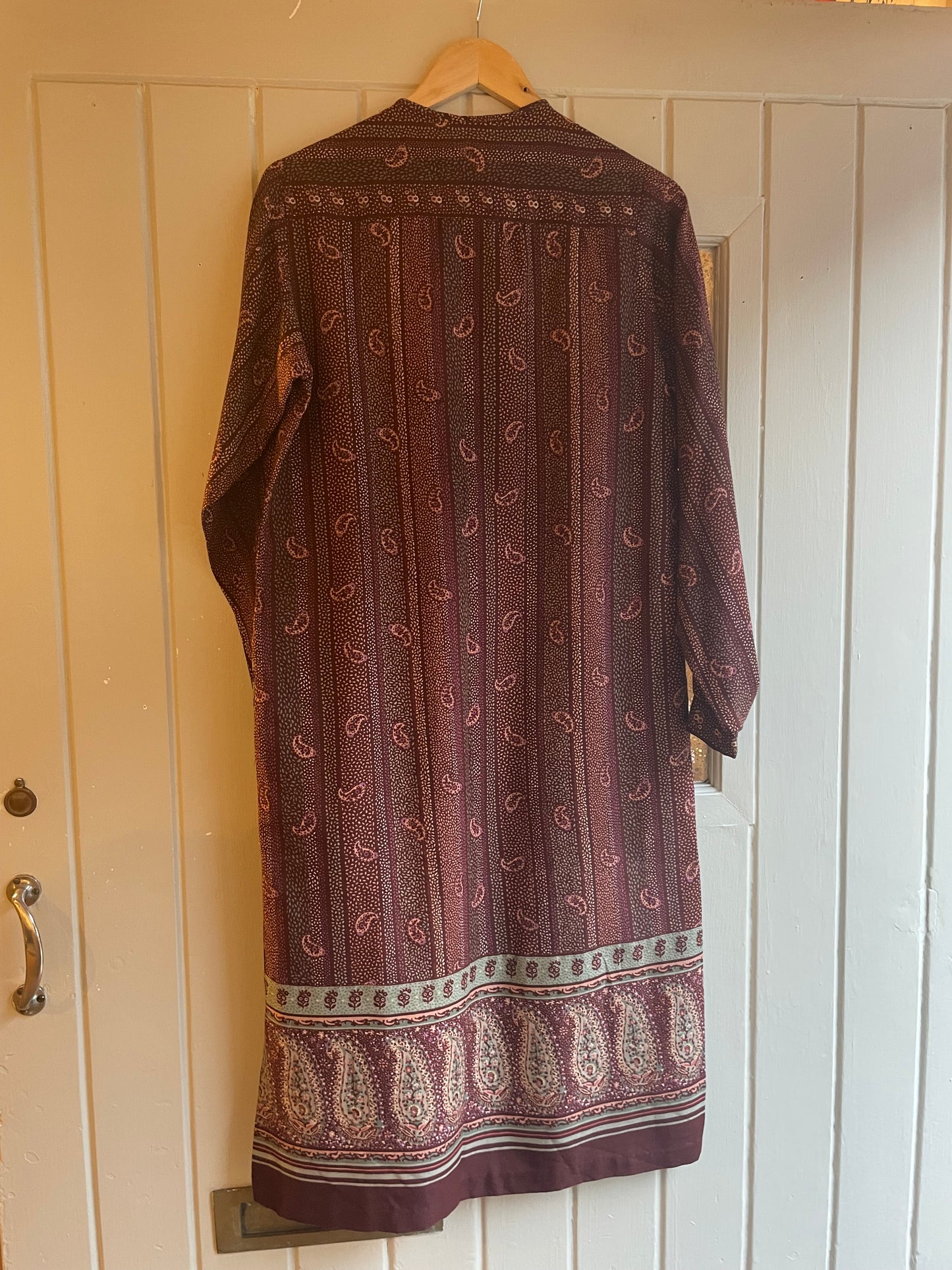 1970s Brown Indian Cotton Style Print Dress