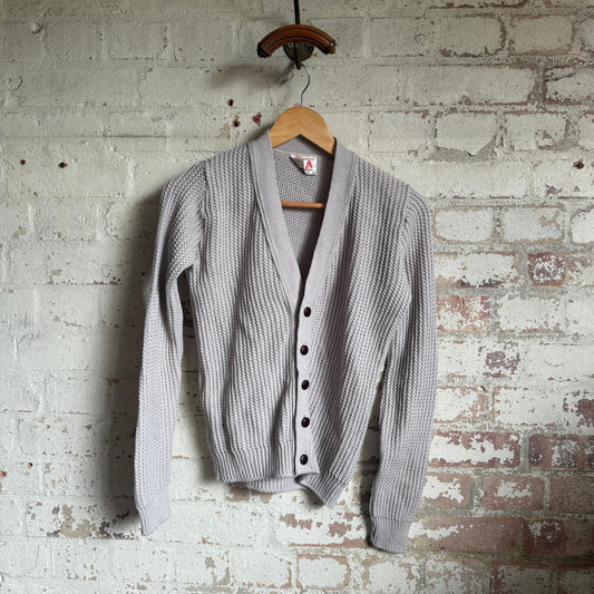 1960s Beige Wool British Knitted Cardigan Jumper