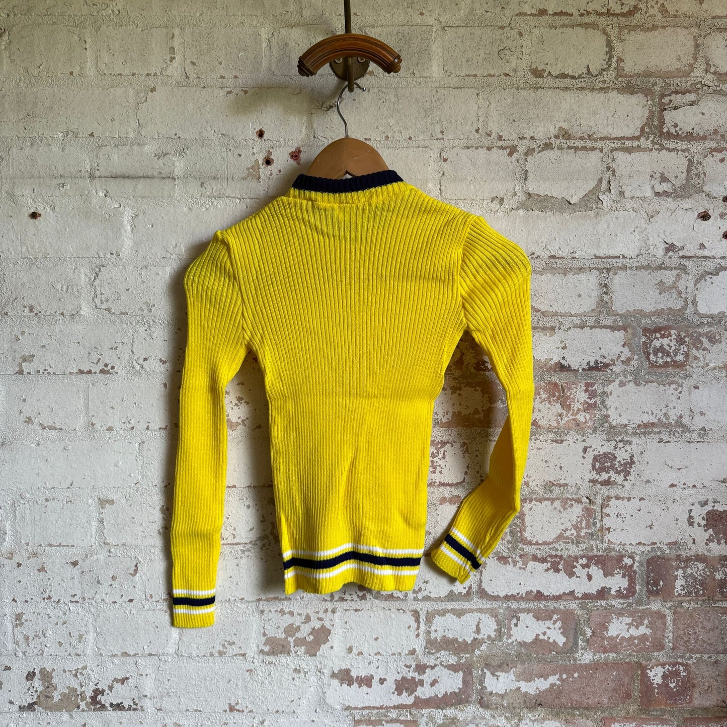 1970s Yellow Button Knitted Long Sleeve Top