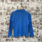 Vintage 1970s 1980s Blue Knitted Crocket Long Sleeve Jumper