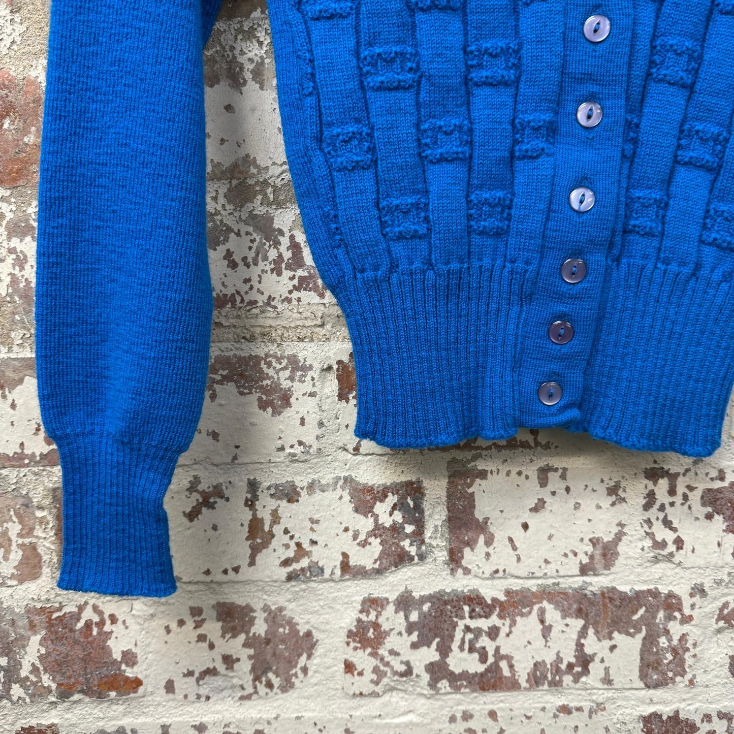 1950s Blue Wool Knit Cardigan Jumper