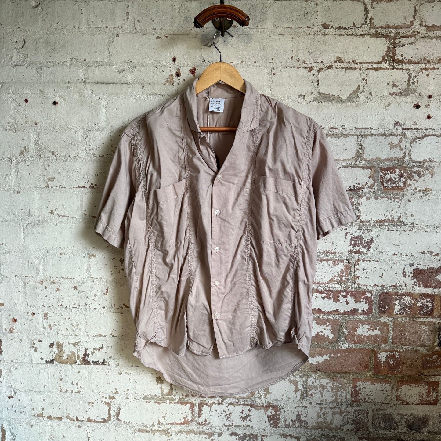 1980s Beige Cotton Detail Button Shirt