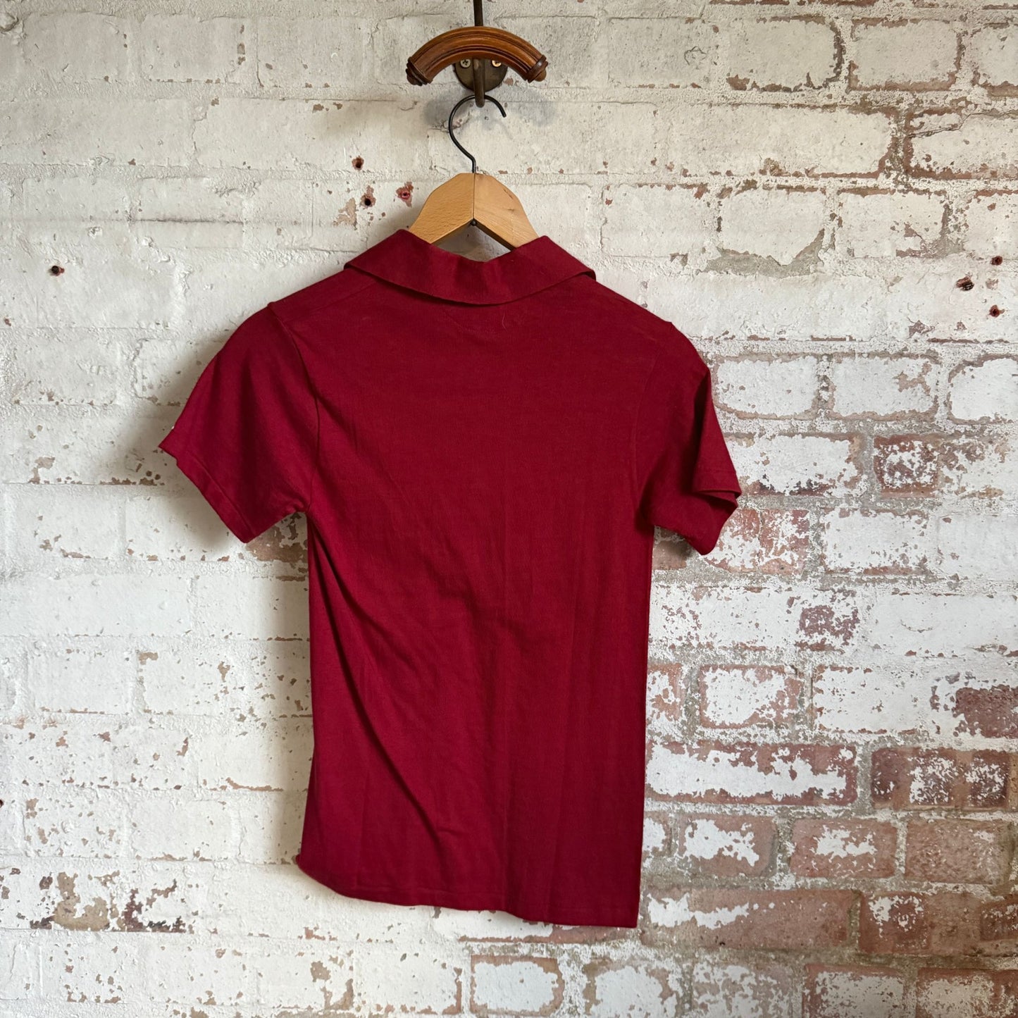 1970s Dark Red Kappa Knitted Polo Shirt