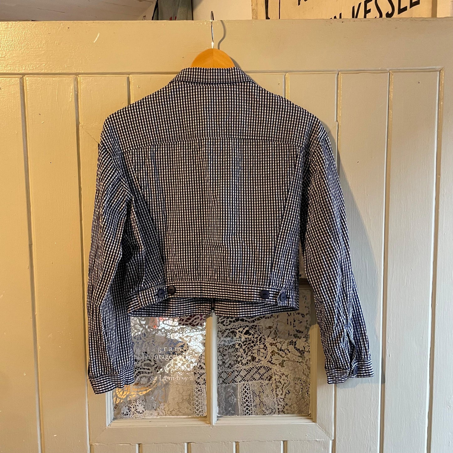 1970s French Sear Sucker Check Cropped Jacket