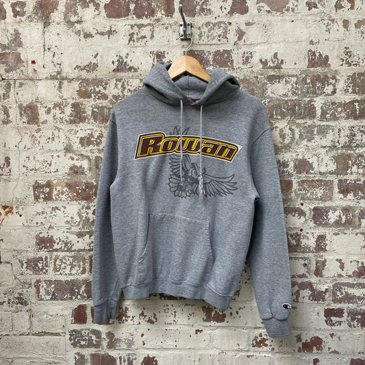 Vintage 1990s Grey College Champion Print Hoodie Sweatshirt Jumper