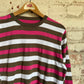 1990s Pink and Brown Striped Knitted Jumper