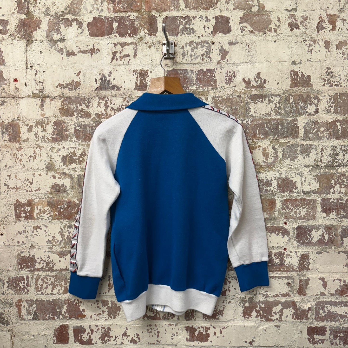 1980s Blue Graphic Zip Up Track Top