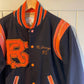 1980s Black and Orange Wool Varsity College Bomber Jacket