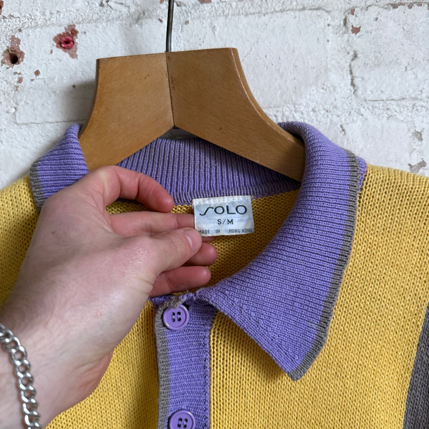 1980s Brown and Yellow Knitted Polo Shirt Top Jumper
