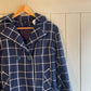 1960s Navy Window-frame Tartan Long Coat Jacket
