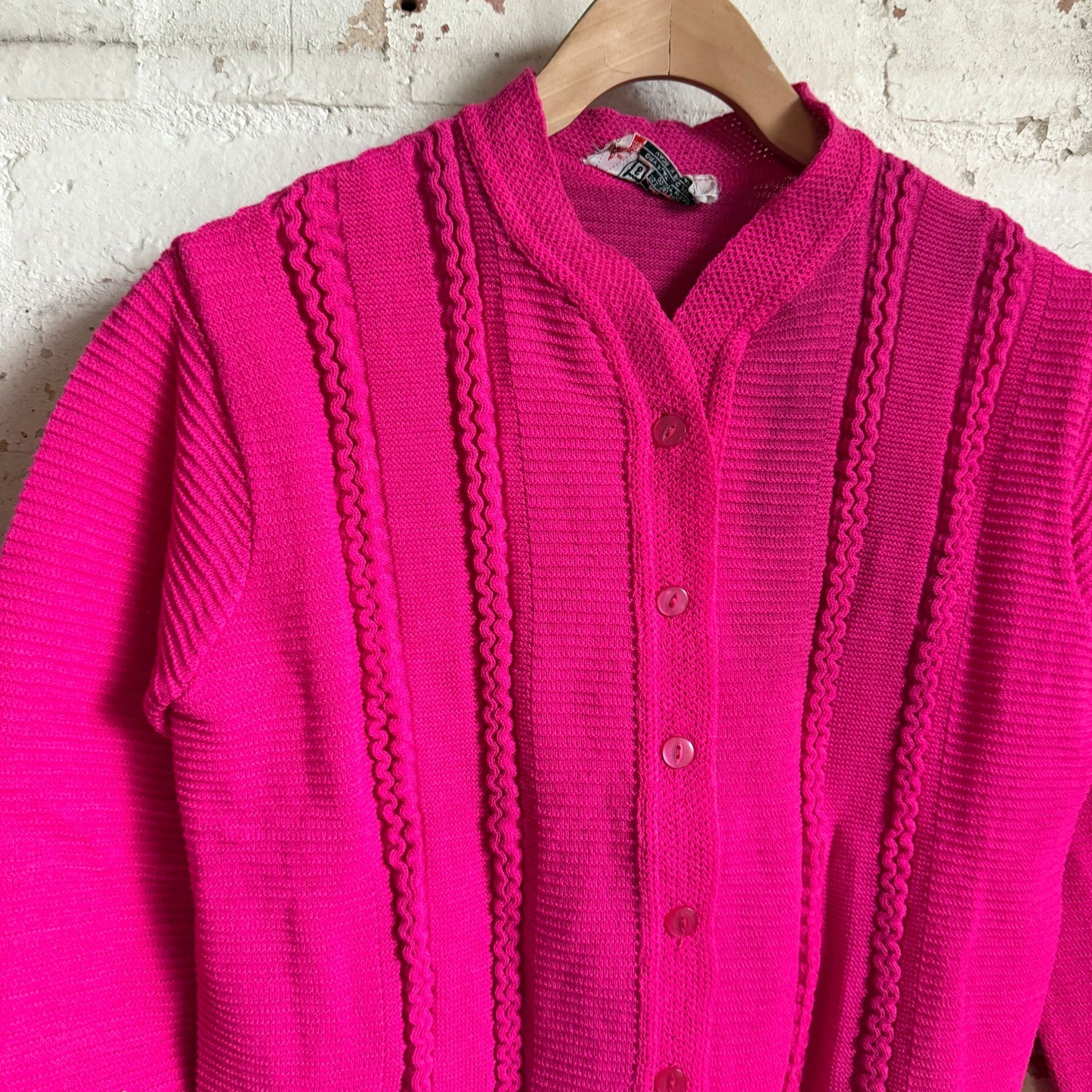 1970s Pink Knitted British Cardigan Jumper