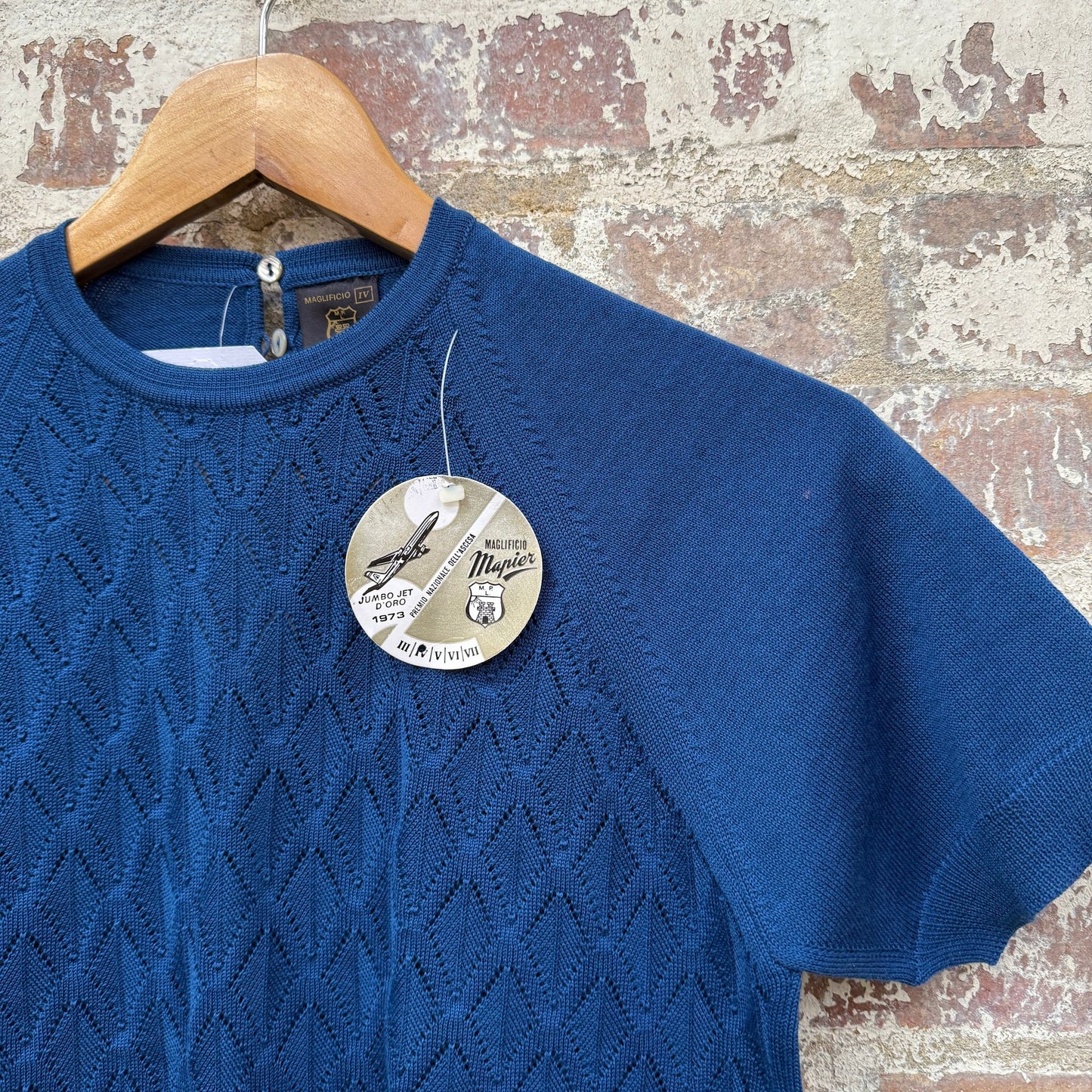 1970s Blue Italian Knitted Jumper