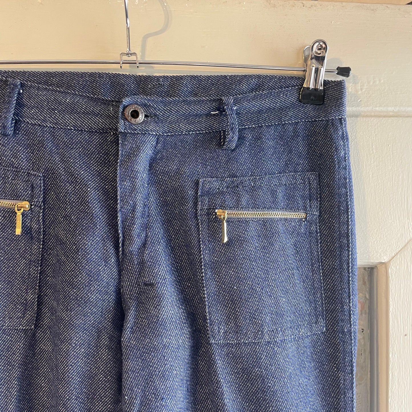 1970s Grey Flared Zip Pocket Trousers