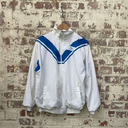 vintage 1980s White and Blue Puma Track Top zip up jacket