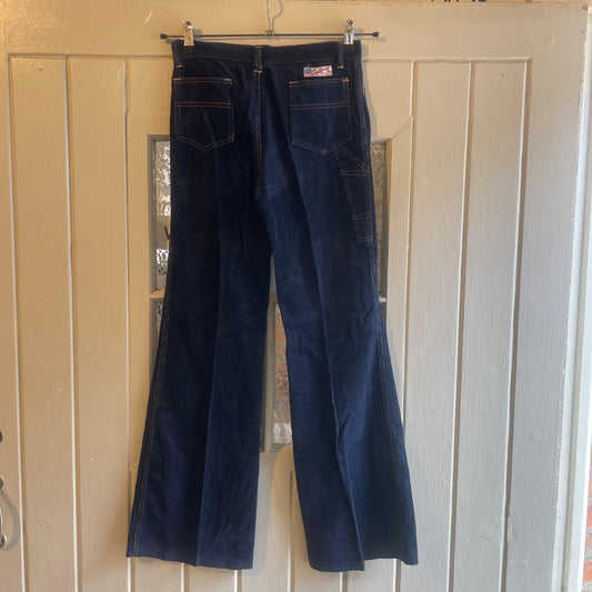 1970s Dark Navy Corduroy Flared Trousers