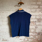 1960s Blue Unusual Sleeveless Knitted Shirt