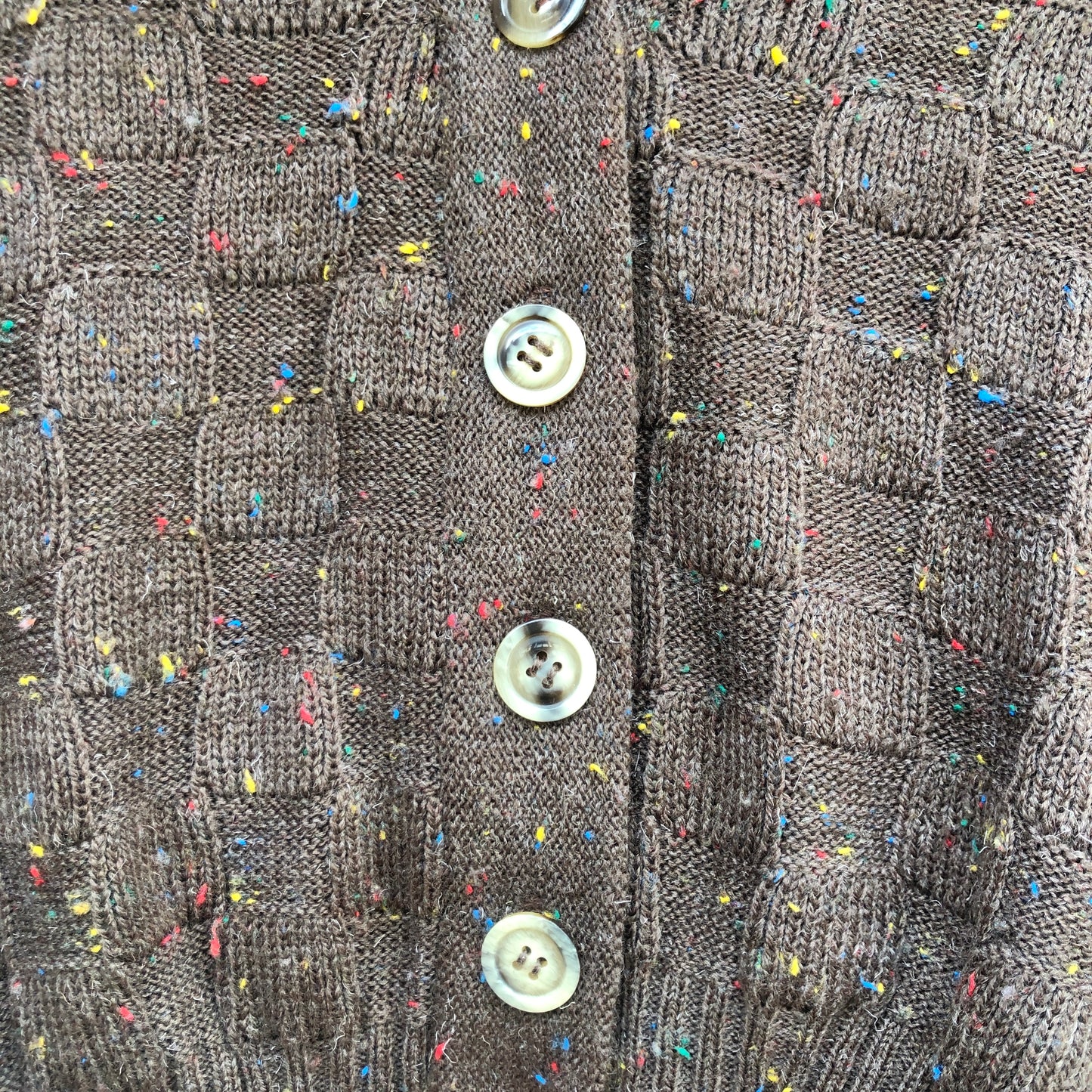 1970s Brown Knitted Speck Cardigan Jumper