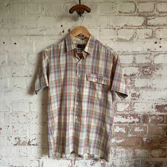 1970s Beige Checked Pocket Shirt