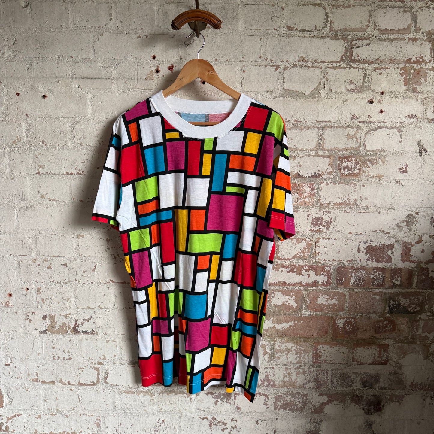 1990s Multicoloured Checkered Grid T-Shirt