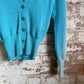 1950s Blue Sun Faded Wool Knitted Cardigan Jumper