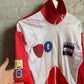 1980s Italian Red and White Zip Up Track Top