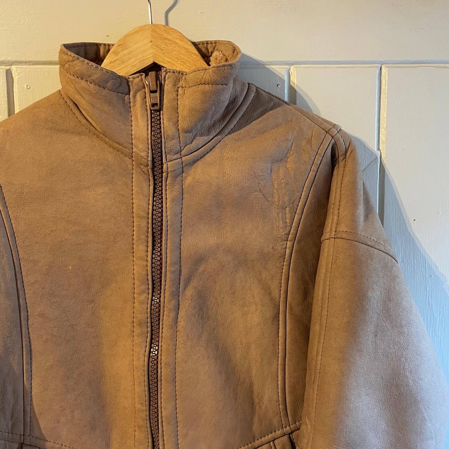 1970s Brown Suede Fur-lined Zip Jacket