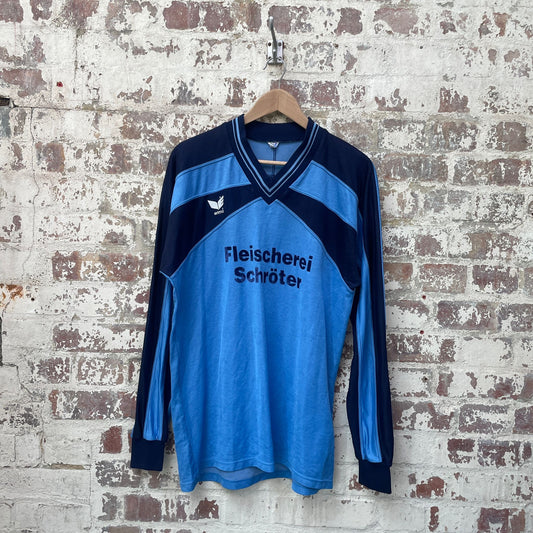 vintage 1970s 1980s Blue long Sleeve Print Template Shirt Top