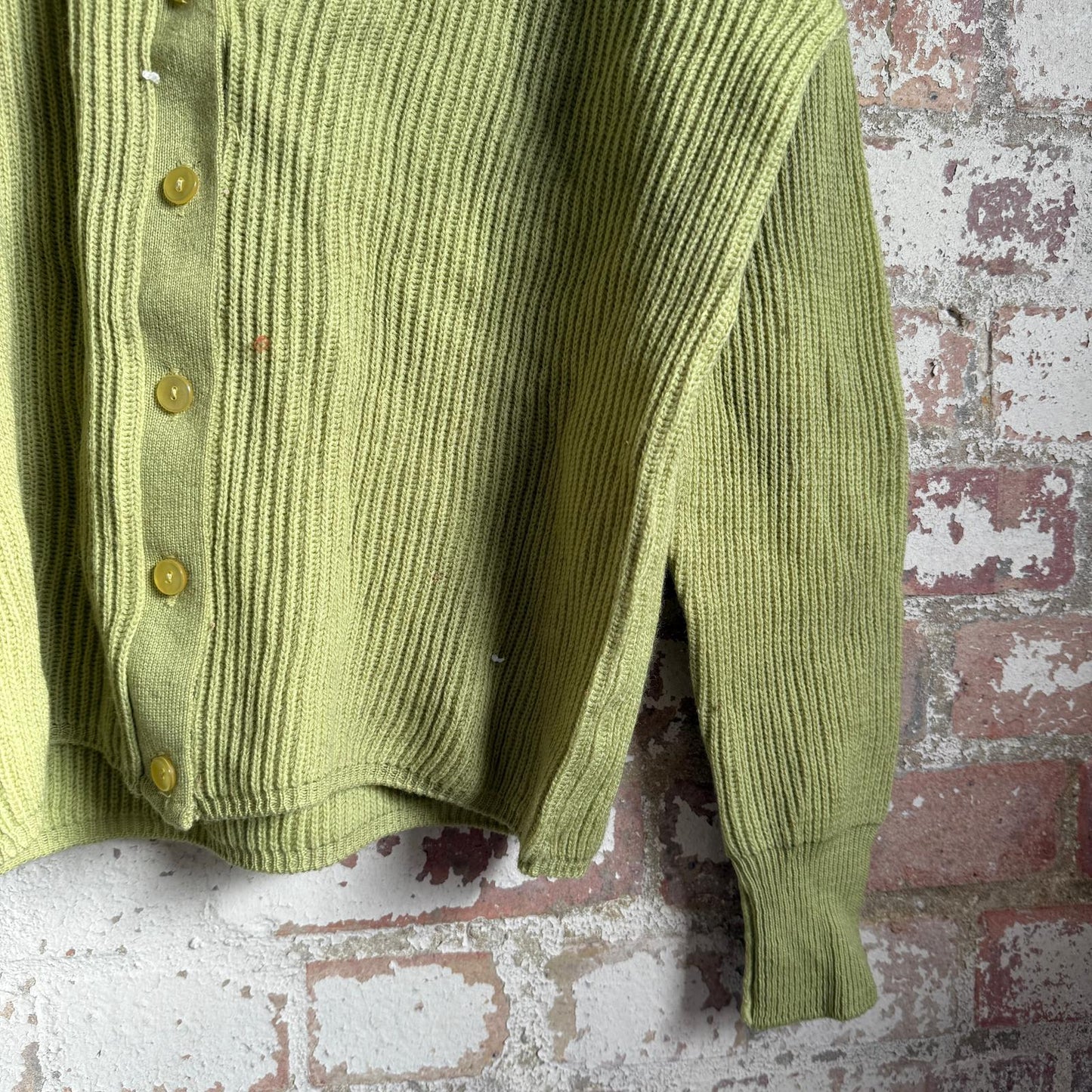 1950s Lime Green Wool Knitted Cardigan Jumper