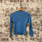 Vintage 1970s 1980s Blue Long Sleeve Top