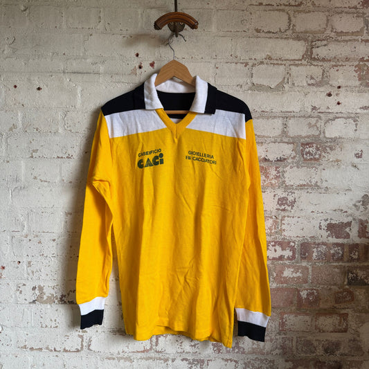1970s Yellow Graphic Collared Football Shirt